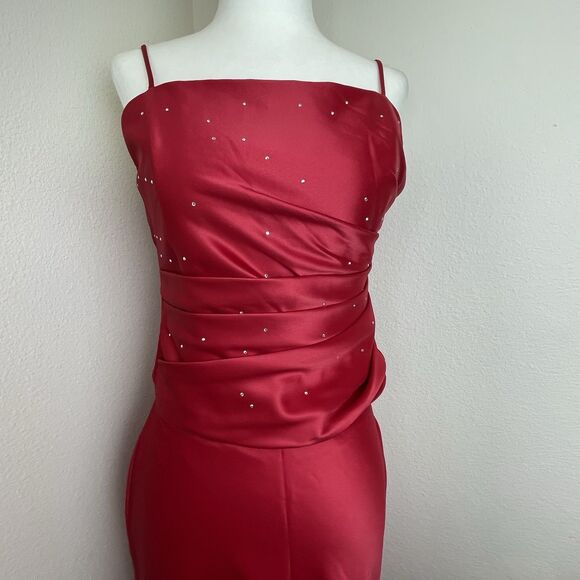 Rebecca Red 2pcs Gown Rhinestone Prom HOCO Bridesmaid-M - Picture 2 of 16